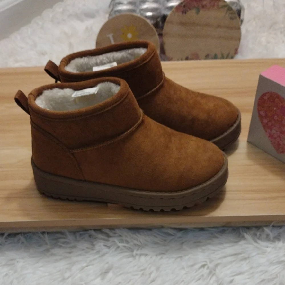 White Mountain Kids Brown Fleece Lined Boots Girl Size 12 🆕